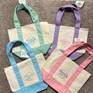 Trader Joe's Canvas Tote Bag Set - Pastel Collection